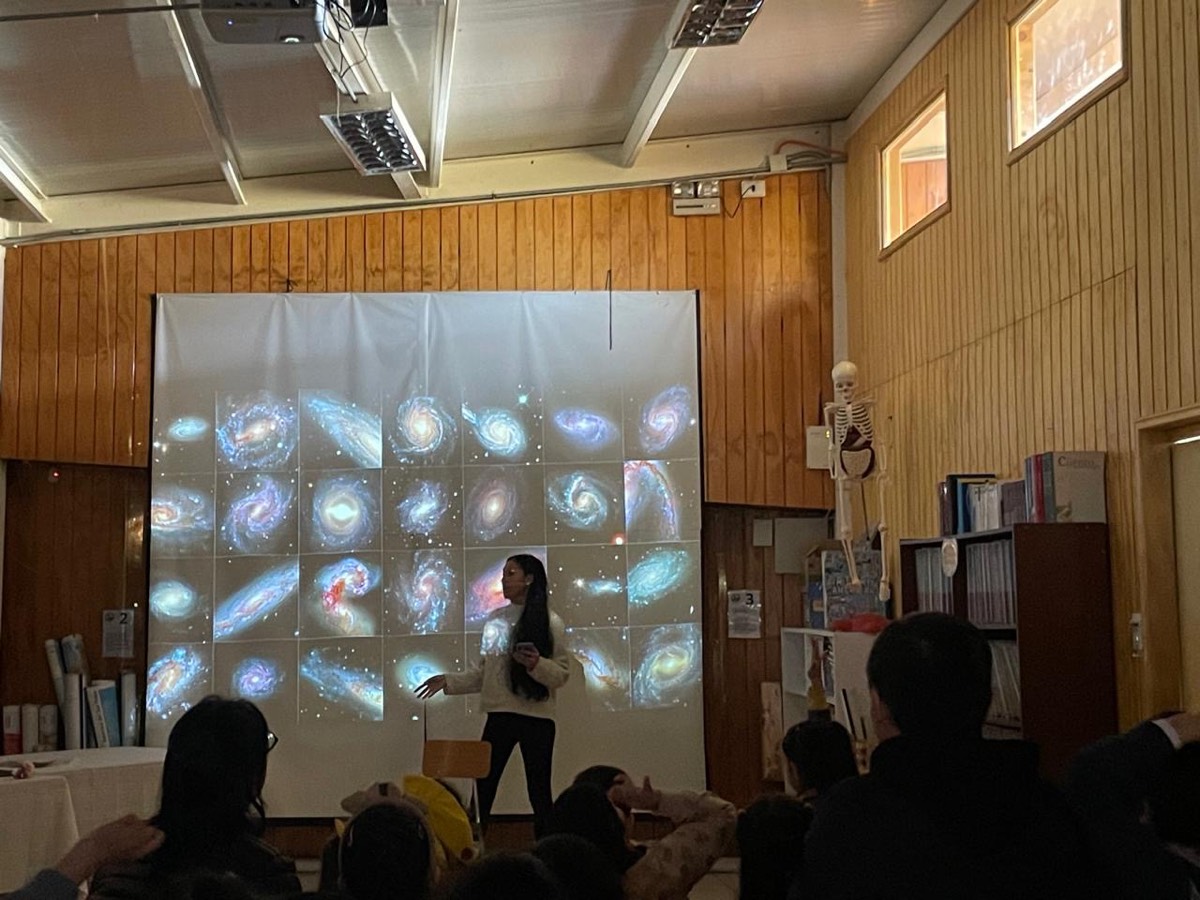 Giving presentation at school